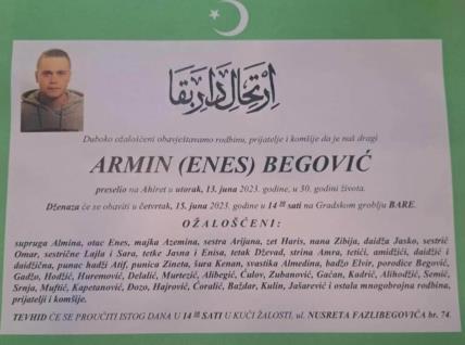 Preminuo sin Enesa Begovića