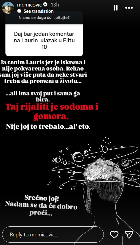 Miloš Mićović o Lauri Prgomet