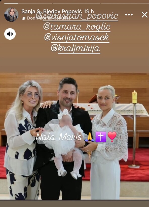 Sanja Bjedov Popović i Sebastian Popović na krštenju