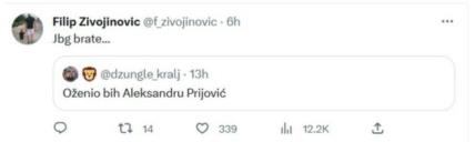 Filip Živojinović odgovorio na komentar obožavatelja Aleksandre Prijović