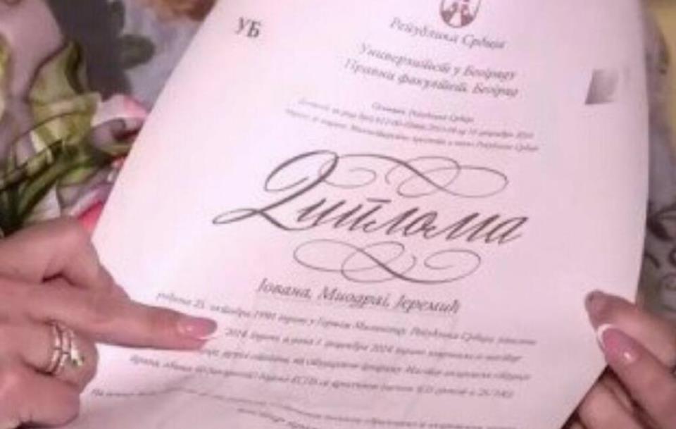 Diploma Jovane Jeremić