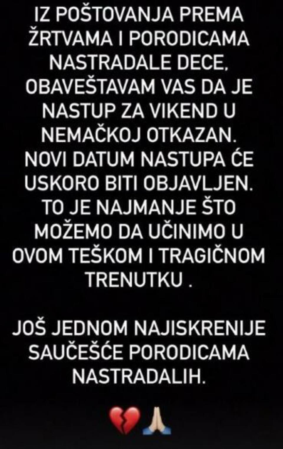 Lepa Brena otkazala nastup zbog tragedije u Beogradu