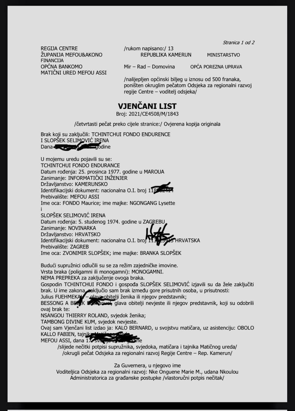 Vjenčani list